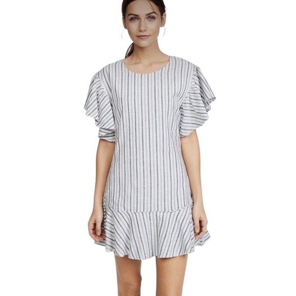 LoveShackFancy Cara Crewneck Striped Cotton Mini Dress (1) - Picture 2 of 15